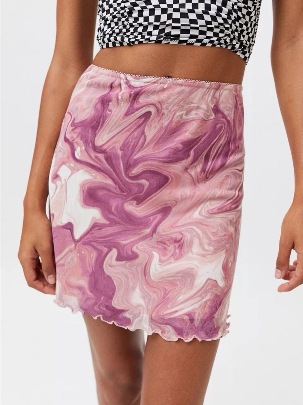 Urban Outfitters Marble Swirl Mini Skirt — Purple & White